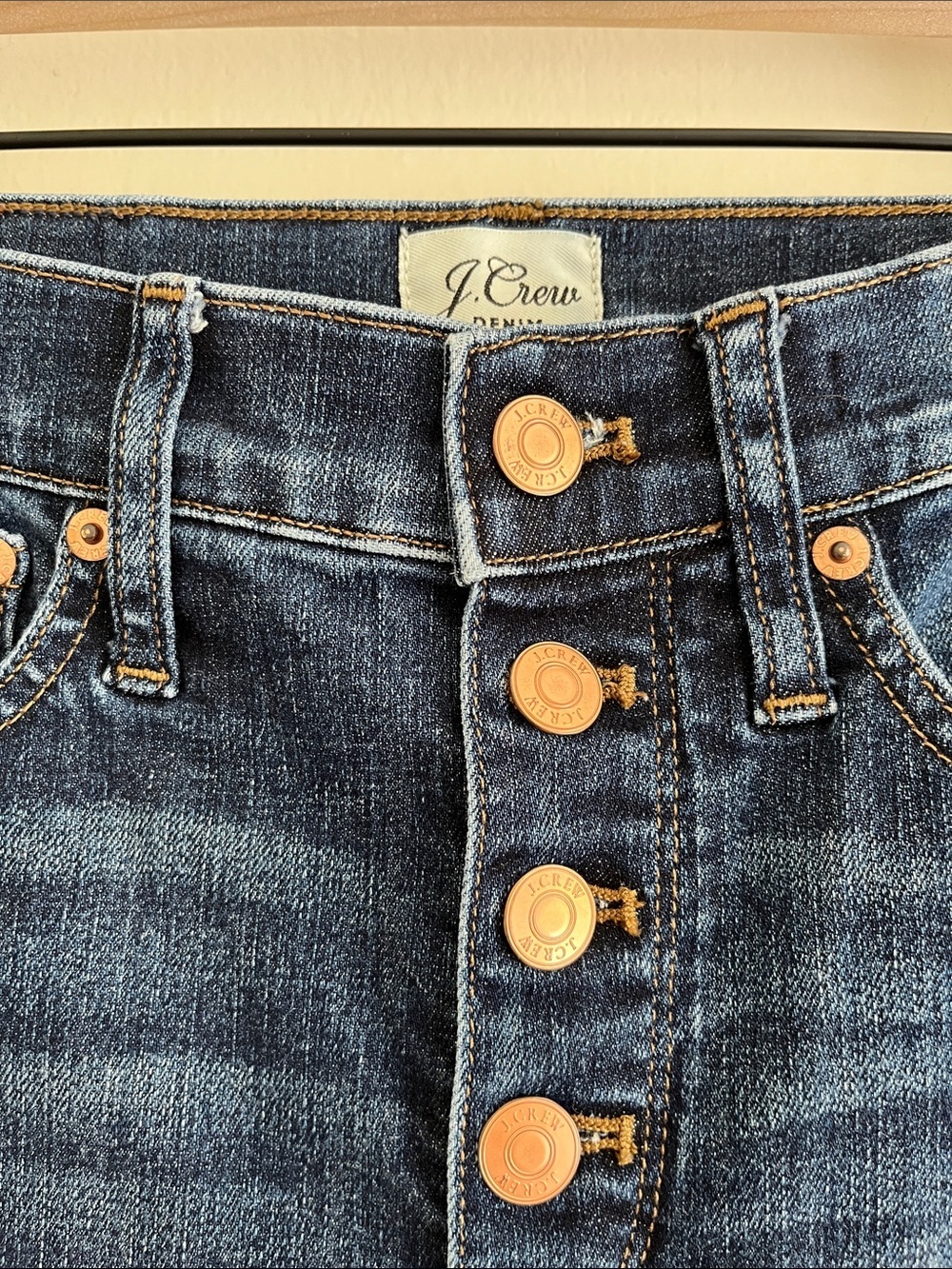 J.Crew Denim Billie Demi Boot Crop Dark Wash Raw Hem Button Fly Classic Jeans - Picture 3 of 14
